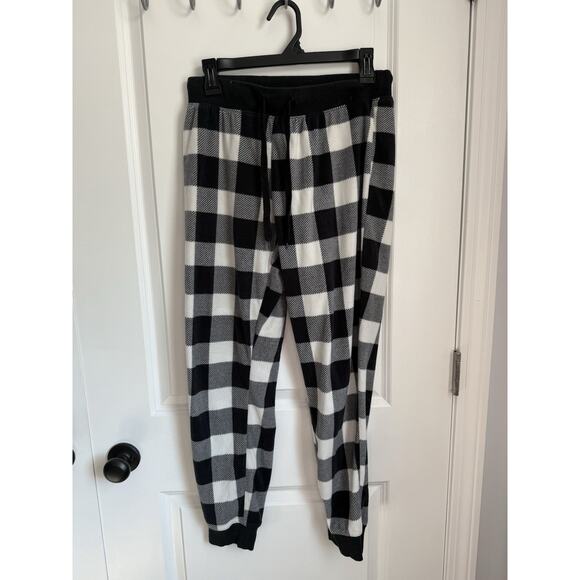 Aeropostale Lounge Black & White Checkered Pant Drawstrings Size Medium - Picture 1 of 6